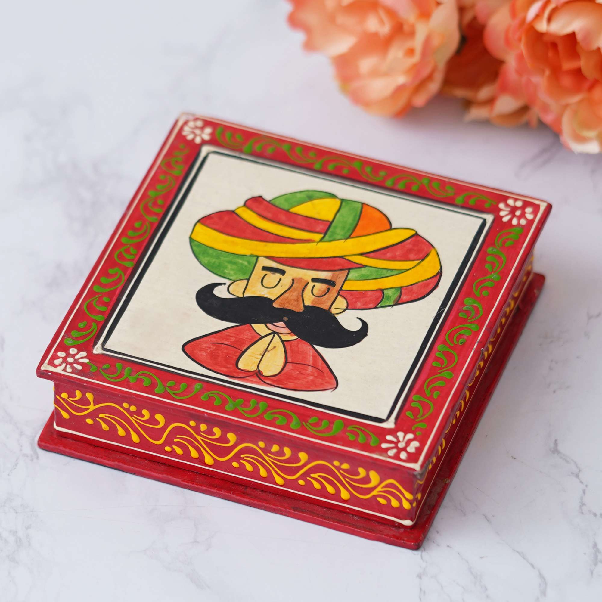 Handcrafted Rajasthani Wooden tea coasters: Exquisite Table Decor From INDIA