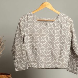 Handmade Block Print Cotton for Women ? Ethnic Floral Printed Top with Long Sleeves