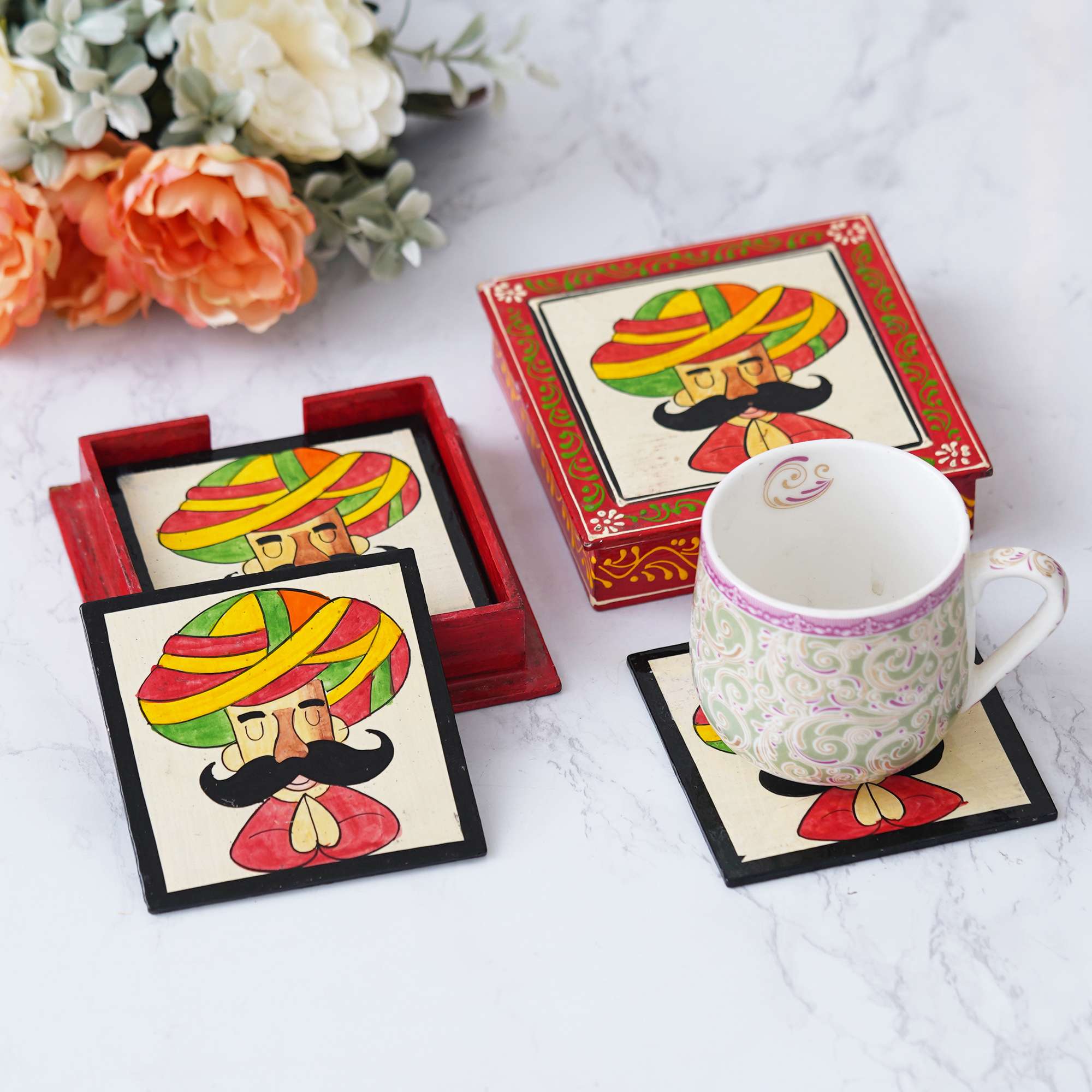 Handcrafted Rajasthani Wooden tea coasters: Exquisite Table Decor From INDIA - Image 3